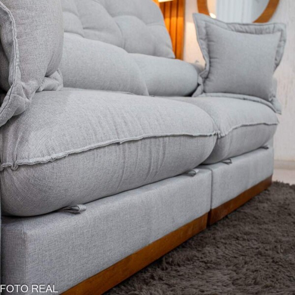 Sof Retrtil Reclinvel Toronto 2.50m Linho Cinza 2005 - Molas Ensacadas