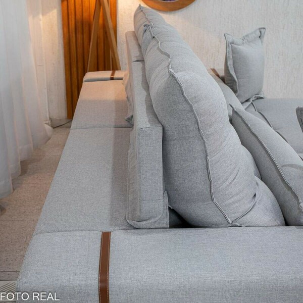 Sof Retrtil Reclinvel Toronto 2.50m Linho Cinza 2005 - Molas Ensacadas