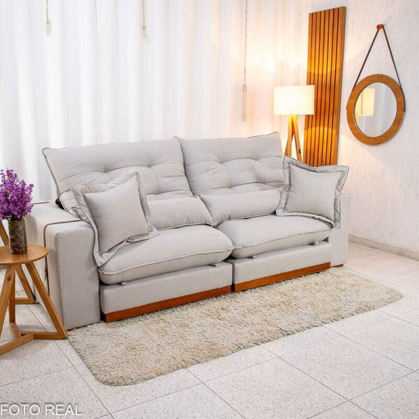 Sof Retrtil Reclinvel Toronto 2.50m Linho Cinza 2005 - Molas Ensacadas