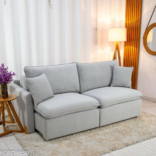 Sof� Retr�til Luma 2.00m Veludo Premium Cinza 36 - Sem Caixa