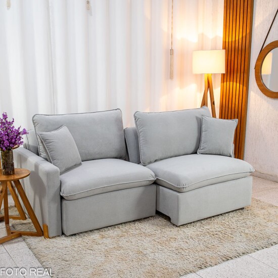 Sof� Retr�til Luma 2.00m Veludo Premium Cinza 36 - Sem Caixa