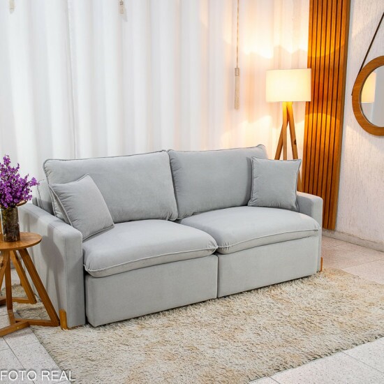 Sof� Retr�til Luma 2.00m Veludo Premium Cinza 36 - Sem Caixa