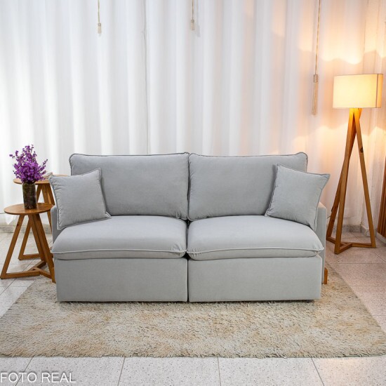 Sof� Retr�til Luma 2.00m Veludo Premium Cinza 36 - Sem Caixa