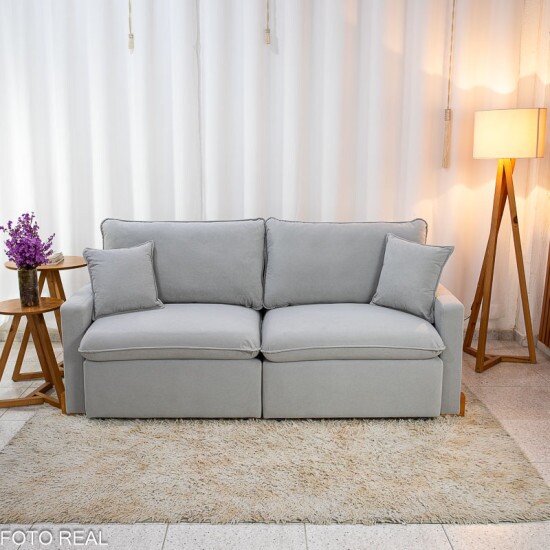 Sof� Retr�til Luma 2.00m Veludo Premium Cinza 36 - Sem Caixa