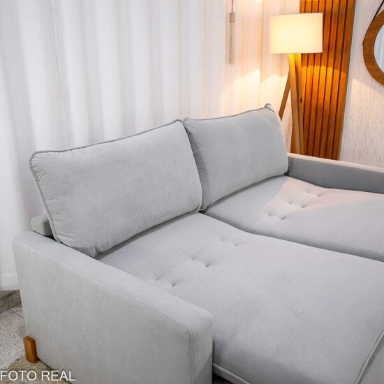 Sof� Retr�til Luma 2.00m Veludo Premium Cinza 36 - Sem Caixa