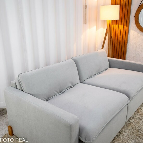 Sof� Retr�til Luma 2.00m Veludo Premium Cinza 36 - Sem Caixa