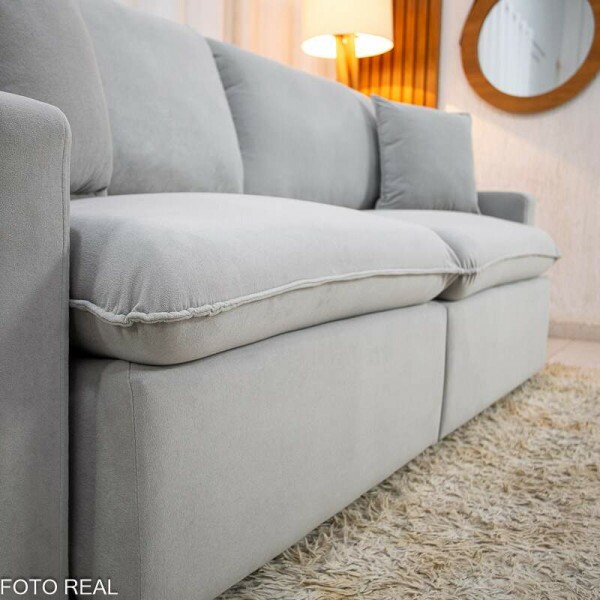Sof Retrtil Luma 2.00m Veludo Premium Cinza 36 - Sem Caixa