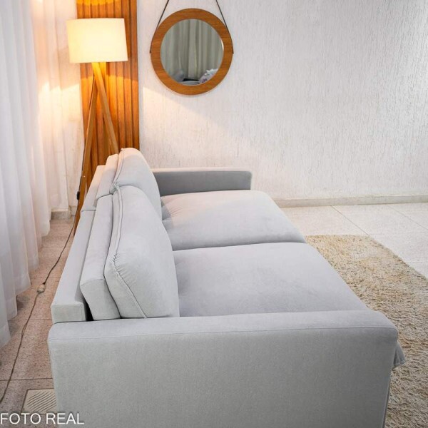 Sof Retrtil Luma 2.00m Veludo Premium Cinza 36 - Sem Caixa