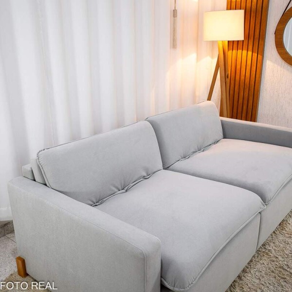Sof Retrtil Luma 2.00m Veludo Premium Cinza 36 - Sem Caixa