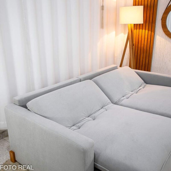 Sof Retrtil Luma 2.00m Veludo Premium Cinza 36 - Sem Caixa