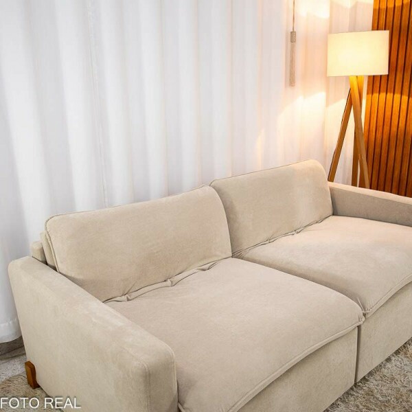 Sof Retrtil Luma 2.00m Veludo Premium Bege 37 - Sem Caixa