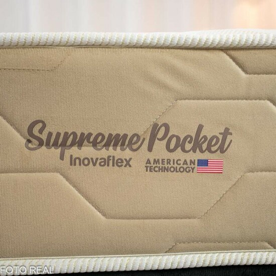 Box Solt. Sued Preto Nosso Sonho + Colcho Solteiro Supreme Pocket Molas Ensacadas 88x188x62 - Inovaflex | Suporta at 120kg