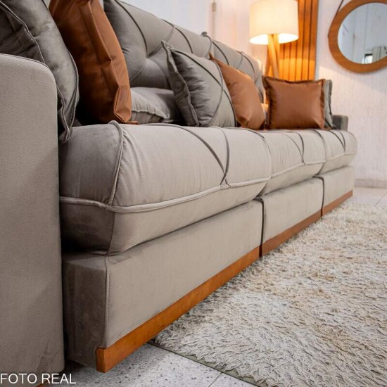 Sof Retrtil Reclinvel Gran Bello 3.20m Veludo Capuccino - Molas Ensacadas