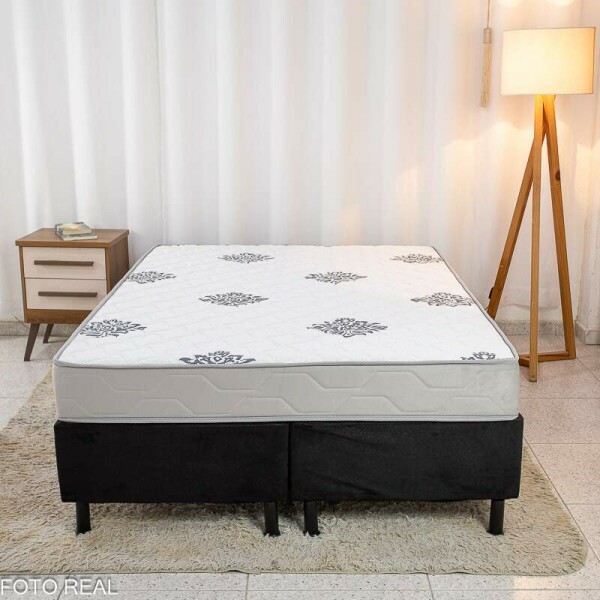Box Casal Bipartida Sued Preto Nosso Sonho + Colcho Casal Confort Premium Ortopdico D28 138x188x56 - Inovaflex | Suporta at 240kg