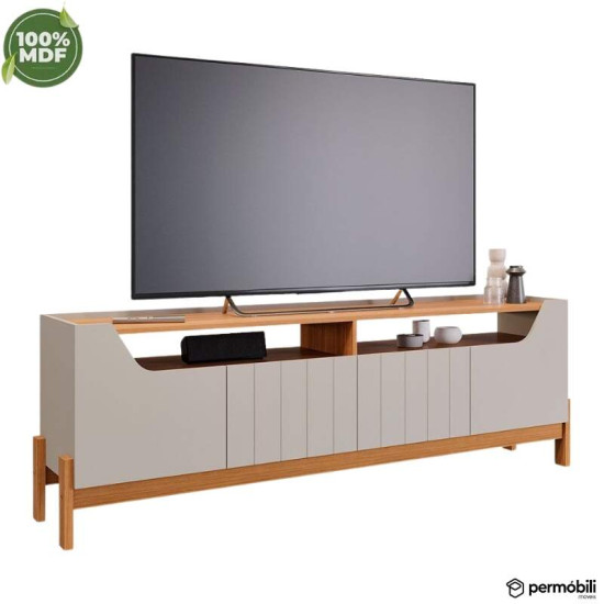 Rack Bancada 1,85m Moema Off/Cinamomo 100% MDF para TV at� 70\\\" - Perm�bili