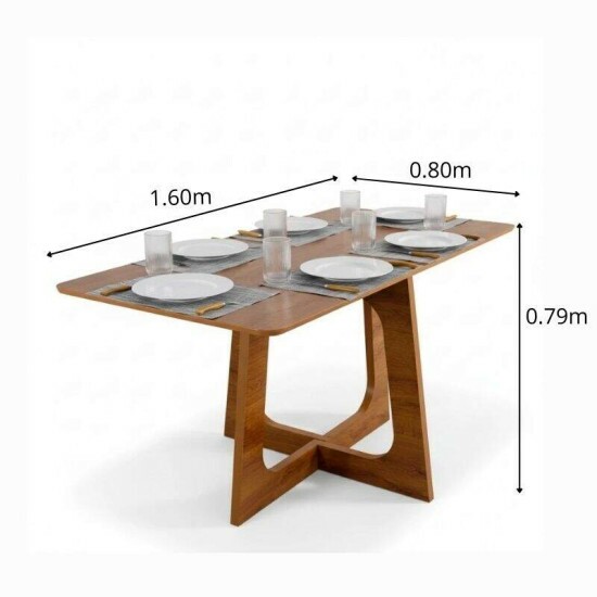 Mesa de Jantar Dubai 160x80 Tampo Londres Cinamomo - Cel Móveis