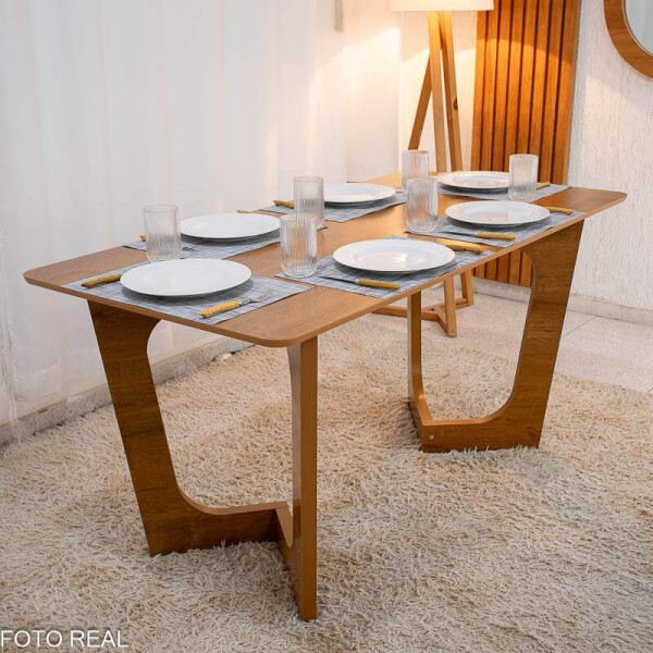 Mesa de Jantar Dubai Tampo Londres 160x80 Cinamomo 100% MDF - Cel Mveis