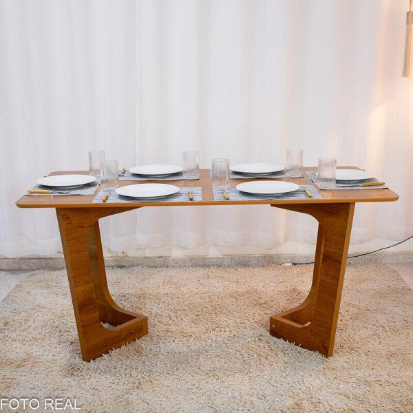 Mesa de Jantar Dubai Tampo Londres 160x80 Cinamomo 100% MDF - Cel Mveis