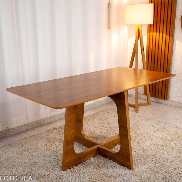 Mesa de Jantar Dubai Tampo Londres 160x80 Cinamomo 100% MDF - Cel Mveis