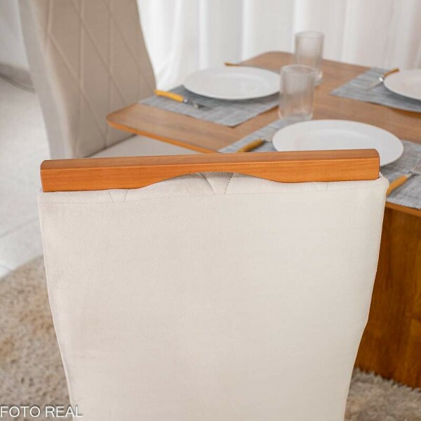Mesa de Jantar Salina 120x80 Tampo Londres Cinamomo 4 Cadeiras Lisboa Bege 512 Madeira Macia Art Assento