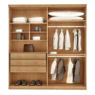 Guarda-roupa Imprio Nature/Off 4 Portas 3 Gavetas Larg. 1.80m 100% MDF Rufato