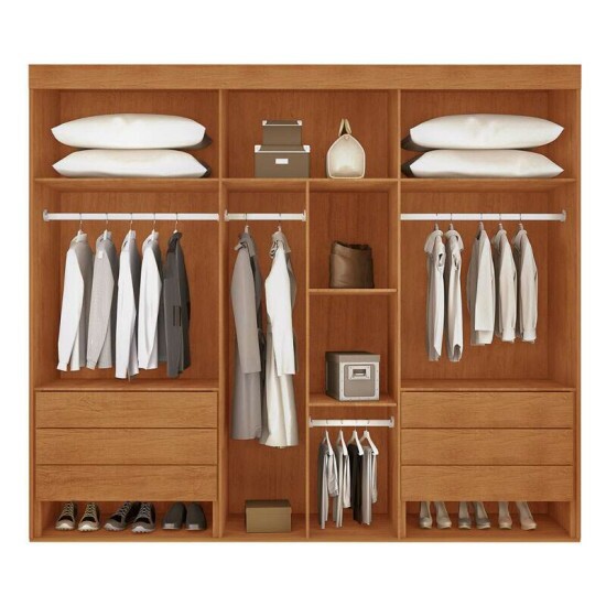 Guarda-roupa Casal Lucca Premium Nature 6 Portas 6 Gavetas Larg. 2.73m 100% MDF Rufato