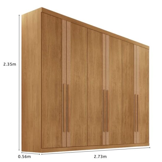 Guarda-roupa Casal Lucca Premium Nature 6 Portas 6 Gavetas Larg. 2.73m 100% MDF Rufato
