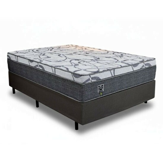 Box Casal Universal Linho Grafite Gazin + Colcho Casal Madrid Euro Molas Ensacadas 138x188x73 Umaflex - Suporta at 240kg