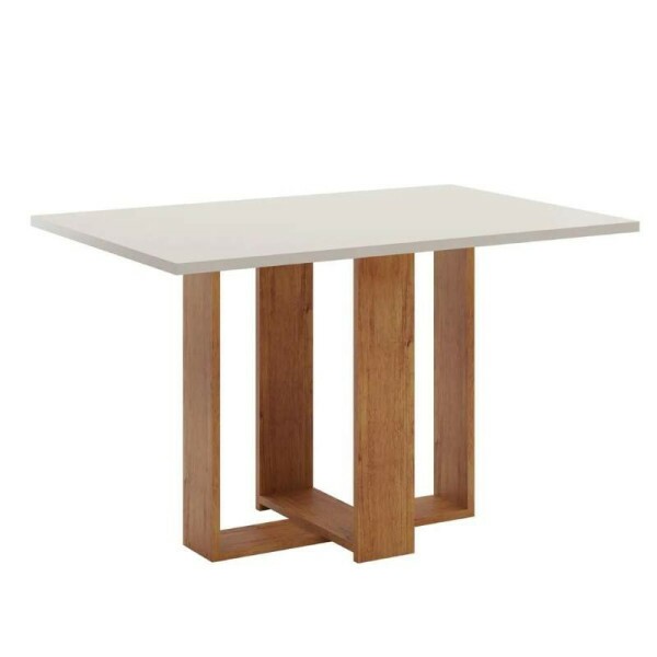 Mesa de Jantar Magic 120x80 Tampo Off Mel/Blonde + 4 cad. Sol Assento veludo Marfim - Viero