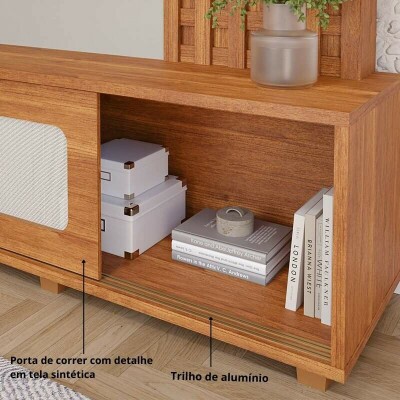 Home Marrocos Larg. 2.30m Cinamomo/Off C/LED 100% MDF para TV at 84