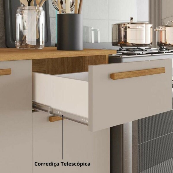 Cozinha Completa Madri Balco + Paneleiro e Areo Cinamomo/Preto - Sallto