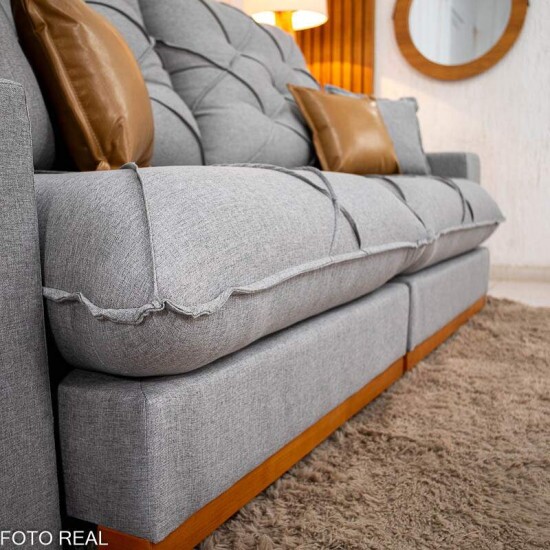 Sof� Retr�til Reclin�vel Malibu 2.50m Linho Cinza 1008 - D33 e Molas Ensacadas