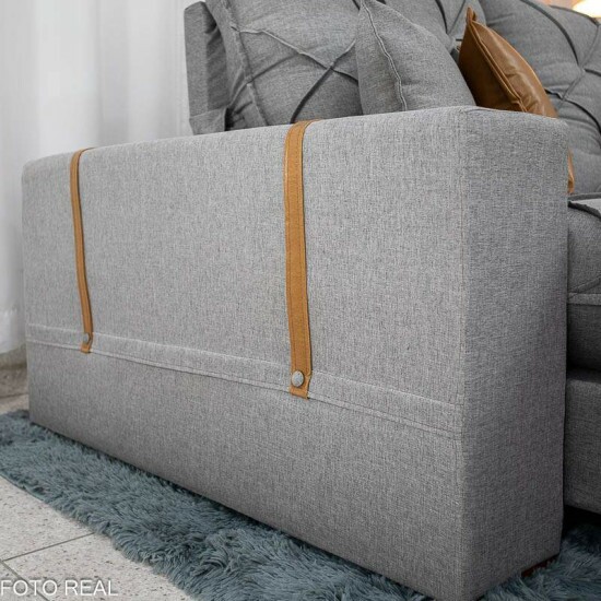 Sof� Retr�til Reclin�vel Malibu 2.50m Linho Cinza 1008 - D33 e Molas Ensacadas