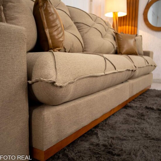 Sof� Retr�til Reclin�vel Malibu 2.90m Linho Bege 1006 - D33 e Molas Ensacadas