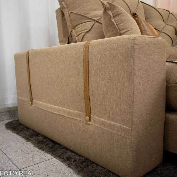 Sof Retrtil Reclinvel Malibu 2.90m Linho Bege 1006 - D33 e Molas Ensacadas