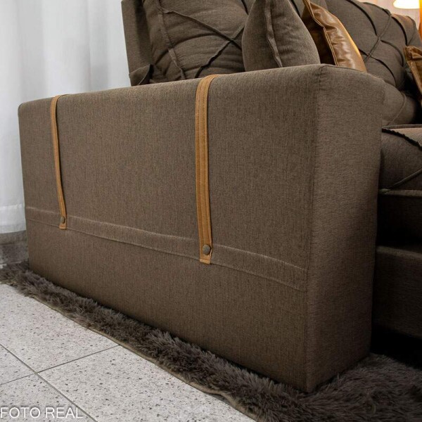 Sof Retrtil Reclinvel Malibu 2.90m Linho Marrom 1007 - D33 e Molas Ensacadas