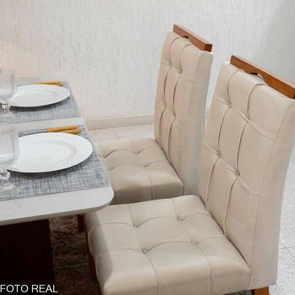 Mesa de Jantar Moscou 120x80 Cinamomo/Vidro Off + 4 Cad. Londres Veludo Avel Madeira Macia Minas Plac - Entregue Montada
