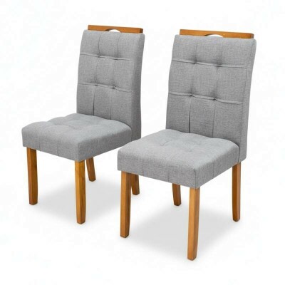 2 Cadeiras Londres Linho Cinza Madeira Minas Plac - Entregue Montada