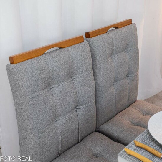 Mesa de Jantar Moscou 90x90 Vidro Off Base Cinamomo + 4 Cadeiras Londres Linho Cinza Minas Plac - Entregue Montada