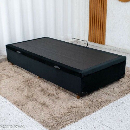 Box Ba Solteiro Pop Veludo Preto 88x188x37 - Nature