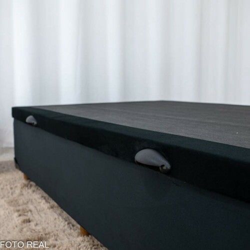 Box Ba Solteiro Pop Veludo Preto 88x188x37 - Nature
