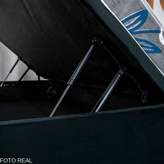 Box Ba Solt. Pop Veludo Preto Nature + Colcho Solt. Soffie Lotus 100% Espuma D20 88x188x49 - Nosso Sonho