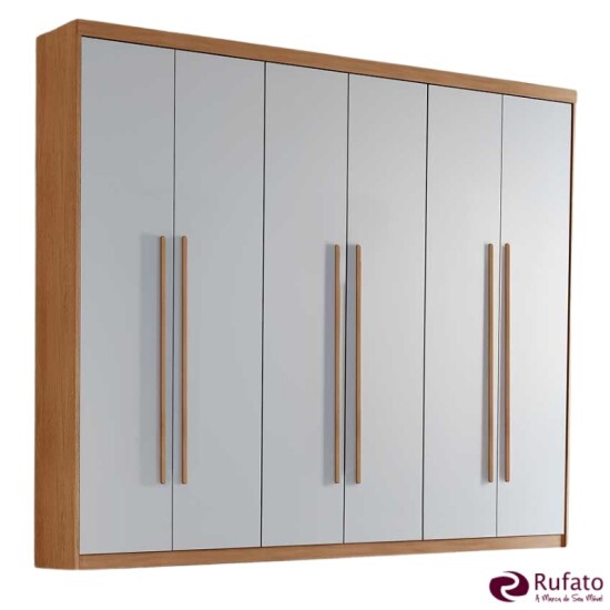 Guarda-roupa Hawaii Nature/Off 6 Portas 2 Gavetas Larg. 1.80m 100