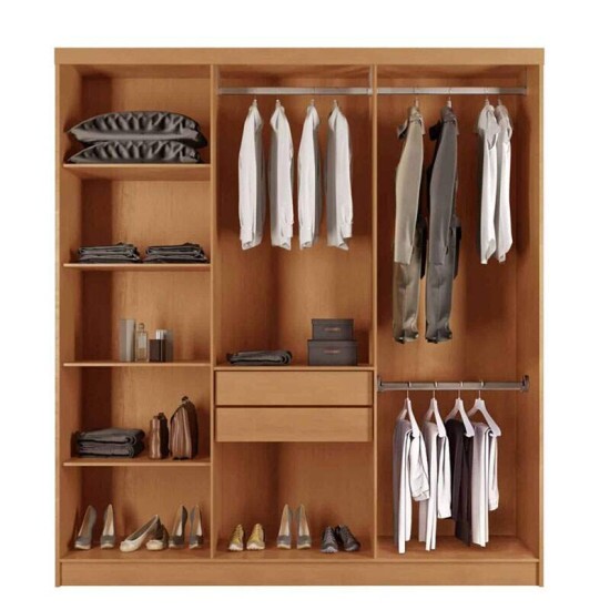 Guarda-roupa Hawaii Nature/Off 6 Portas 2 Gavetas Larg. 1.80m 100