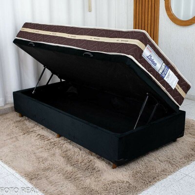 Box Ba Solt. Pop Veludo Preto Nature + Colcho Solt. Livina 88x188x25 D33 e Molas Ensacadas - Orthoside
