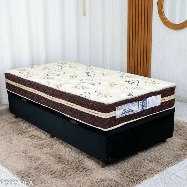 Box Ba Solt. Pop Veludo Preto Nature + Colcho Solt. Livina 88x188x25 D33 e Molas Ensacadas - Orthoside