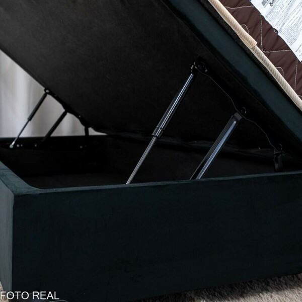 Box Ba Solt. Pop Veludo Preto Nature + Colcho Solt. Livina 88x188x25 D33 e Molas Ensacadas - Orthoside