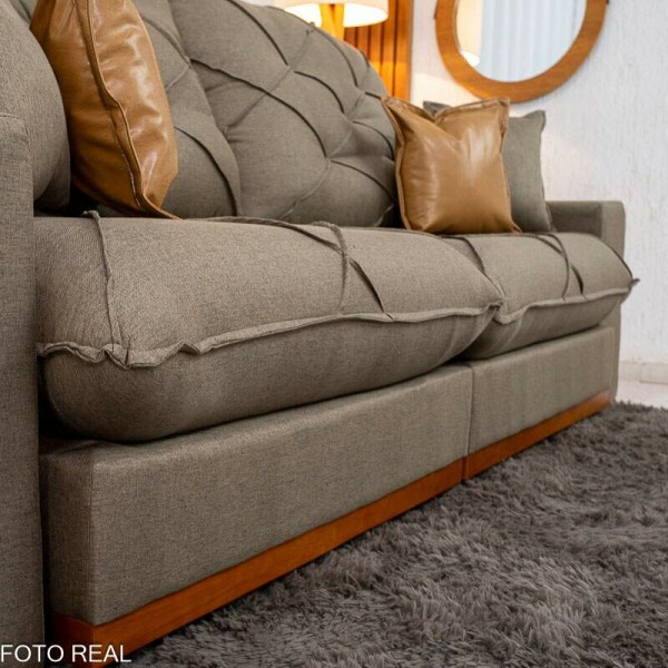 Sof Retrtil Reclinvel Malibu 2.50m Linho Marrom 1007 - D33 e Molas Ensacadas