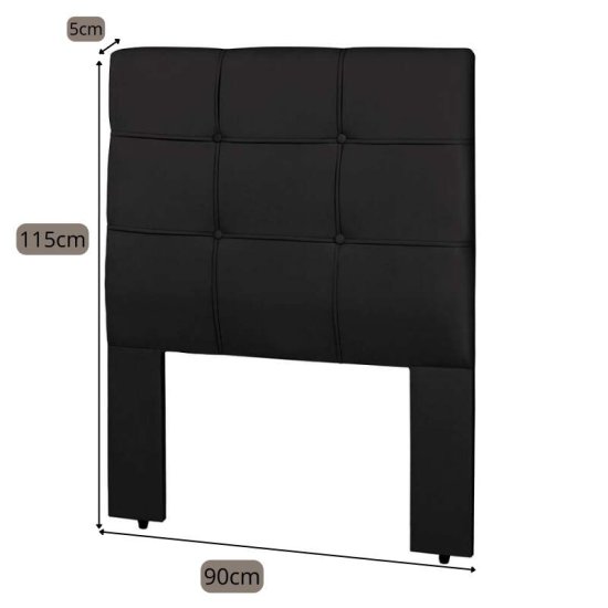 Cabeceira Solteiro 0,90 Eslov�nia Veludo Preto