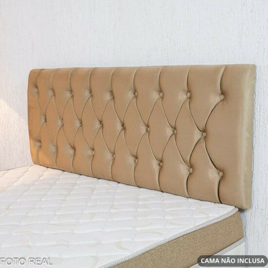Painel Cabeceira Box Casal 1.40 Lavnia Veludo Bege